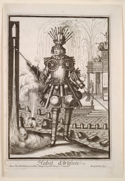 Fantasifulde kostumer: Fyrværkerimagerens kostume, ca. 1690. af Nicolas de Larmessin II