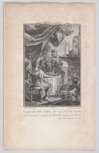 Canto 26, Stanza 39, fra Orlando Furioso, 1774., 1774. af Nicolas de Launay