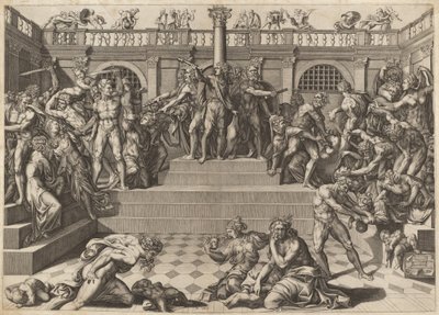 Massakren på de uskyldige af Nicolaus Beatrizet, after Marco Dente, after Baccio Bandinelli