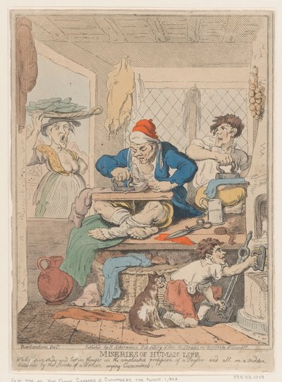 Miseries of Human Life: While Deep in Study and Lost in Thought in the Comlicated..., oktober 1807. af Nicolaus Heideloff