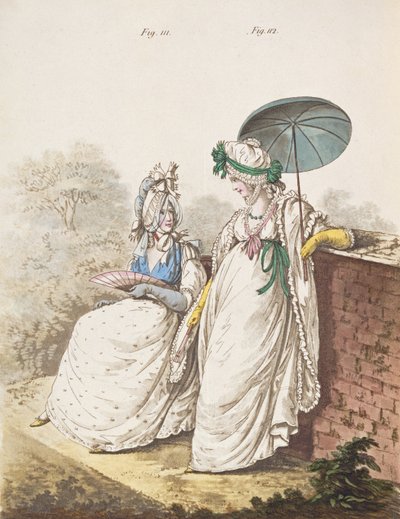 Morgenkjoler, figner. 111 og 112 fra Nikolaus Heideloffs `Gallery of Fashion