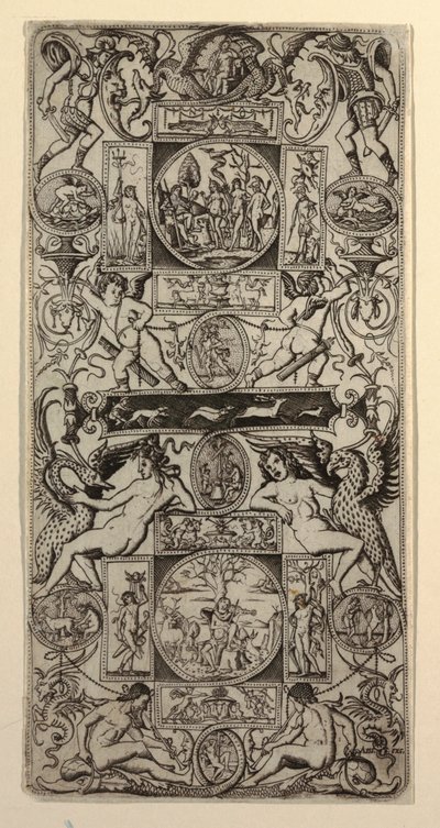 Ornamentpanel med Orpheus og Paris-dommen af Nicoletto da Modena