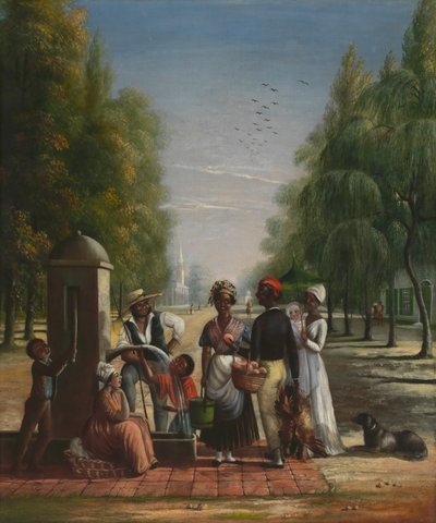 Tjenere ved en pumpe, ca. 1840. af Nicolino Calyo