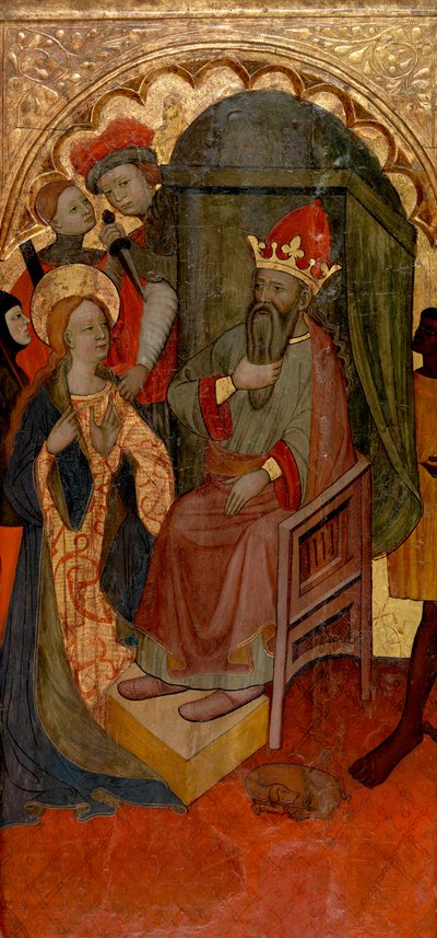 Sankt Katherine af Alexandria før den romerske kejser af Nicolás Solano