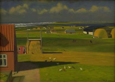 Et landskab med bondegårde i det vestjyske af Niels Jakob Jakobsen Bjerre