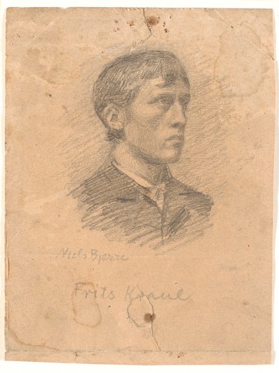Portræt af maleren Frits Kraul (1862-1935) i 3/4 profil af Niels Jakob Jakobsen Bjerre