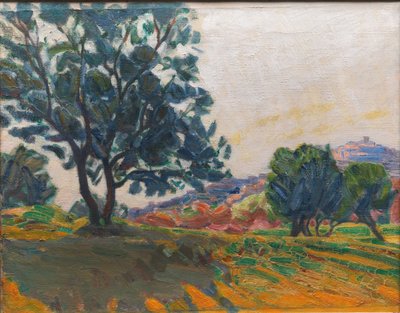 Olivenlunden. Med Cagnes i baggrunden. Mod Lyset af Niels Larsen Stevns