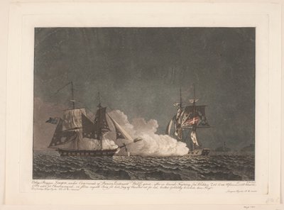 Kampen mellem briggen Lougen og en engelsk brig, 14. marts 1808 af Niels Truslew