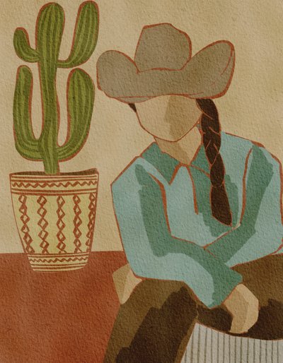 Ørken-cowgirl og kaktus af Nikita Jariwala