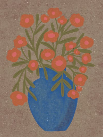 Rustik orange blomstervase af Nikita Jariwala