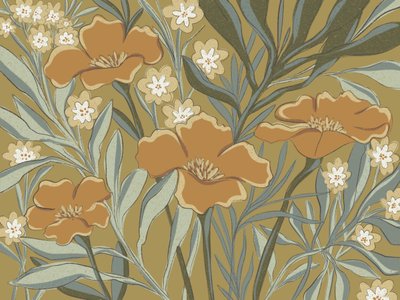 Stiliserede orange blomster af Nikita Jariwala