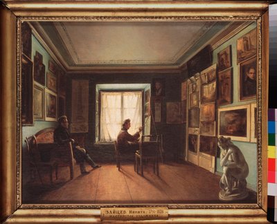 Malerens atelier - Maleri af Nikita Zaytsev (1787-1828), olie på lærred, cirka 1820 russisk kunst 1800-tallet - Statens Tretyakov-galleri, Moskva af Nikita Zaytsev