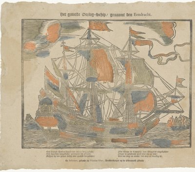 Det største krigsskib / kaldet den Eendracht (titel på objekt) af Nikolaas Muys