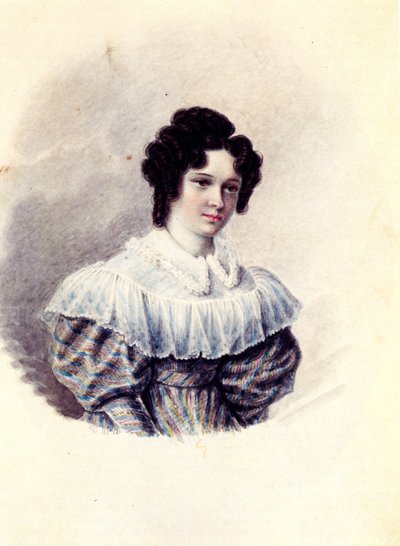 Portræt af Alexandra Ivanovna Davydova 1802-1895, kone til Decembrist Vasily Davydov, 1830-1839 af Nikolai Alexandrovich Bestuzhev