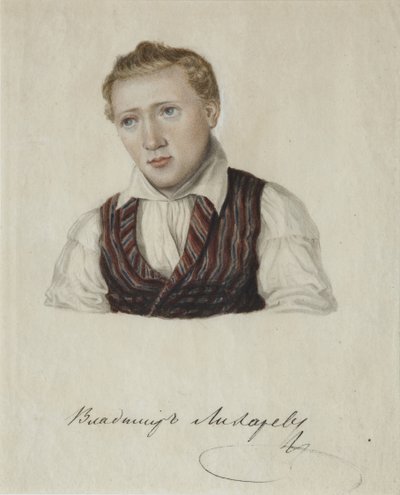 Portræt af decembrist Vladimir Nikolaevich Likharev 1803-1840, 1828 af Nikolai Alexandrovich Bestuzhev