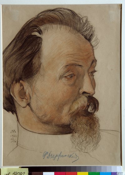 Portræt af Felix Dzerzhinsky (1877-1926), bolsjevikisk revolutionær, grundlægger og leder af Cheka (Feliks E. Dzerzhinsky) - Tegning af Nikolai Andreevich (1873-1932), blod og kridt på papir (32,3x24,3 cm) af Nikolai Andreevich Andreev