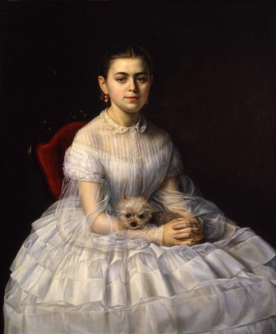 Portræt af Varvara Alexandrovna Morozova, født Khludova 1848-1917, 1865. af Nikolai Andreyanovich Zavaruev