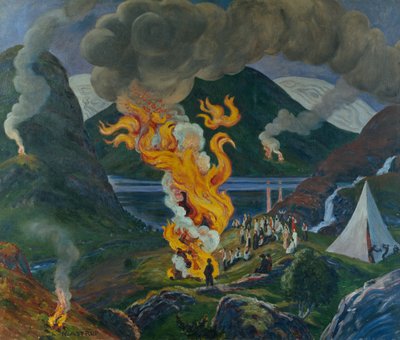 Midsommerbål af Nikolai Astrup
