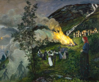 Midsommerbål af Nikolai Astrup