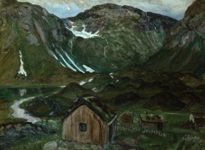 Græsgang i måneskin af Nikolai Astrup