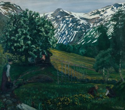 Forårsnat smieheggen, c.1918 af Nikolai Astrup