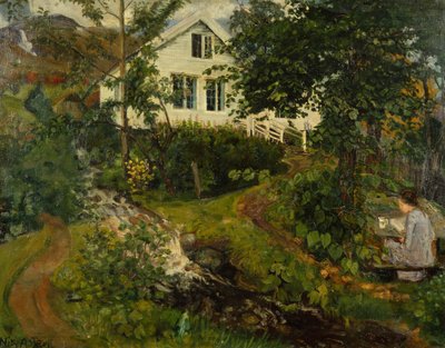 Den gamle præstegård, før 1908 af Nikolai Astrup