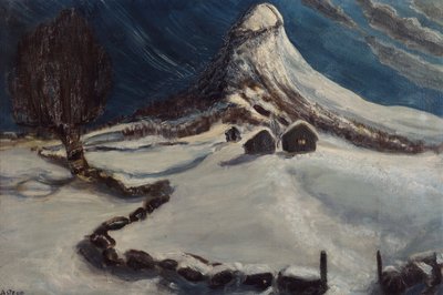 Vinternat på fjellstølen af Nikolai Astrup