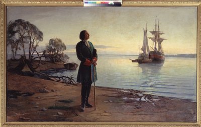 Her skal der bygges en by. Zar Peter den Store (Peter I af Rusland af Nikolai Florianovich Dobrovolsky