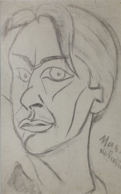 Digteren Vladimir Majakovskij 1893-1930, 1913. af Nikolai Ivanovich Kulbin