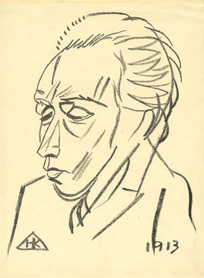 Portræt af digteren Velimir Khlebnikov 1885-1922, 1913 af Nikolai Ivanovich Kulbin