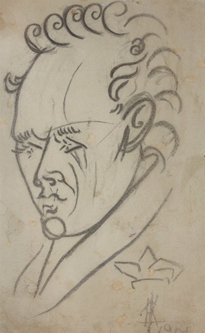 Portræt af digteren Vasili Kamensky 1884-1961, 1913. af Nikolai Ivanovich Kulbin