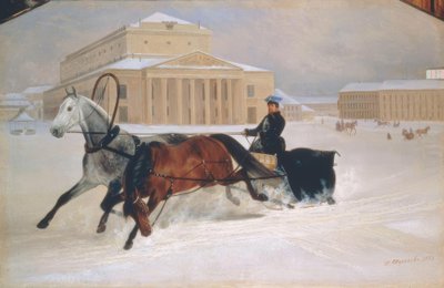 Hestetrukket kane foran Bolshoi-teatret i Moskva af Nikolai Jegorowitsch Swertschkow