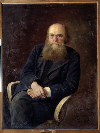 Portræt af forfatteren Nikolay N. Zlatovratsky (1845-1911) (Portræt af forfatteren N.N. Zlatovratsky). Maleri af Nikolai Karlovich Grandkovsky (1864-1907), olie på lærred af Nikolai Karlovich Grandkovsky