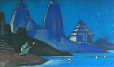 Lykkens flamme lyser på Ganges, 1947 af Nikolai Konstantinowitsch Roerich