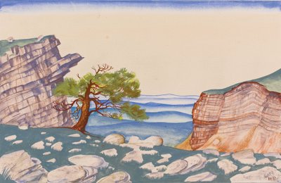 Scenedesign til balletten The Rite of Spring Le Sacre du Printemps af I. Stravinsky af Nikolai Konstantinowitsch Roerich
