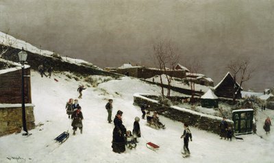Vinterscene i Nordnes, Bergen af Nikolai Martin Ulfsten