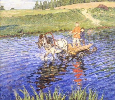 Krydser floden af Nikolai Petrovich Bogdanov Belsky