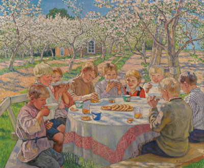 Te i æblehaven. af Nikolai Petrovich Bogdanov Belsky