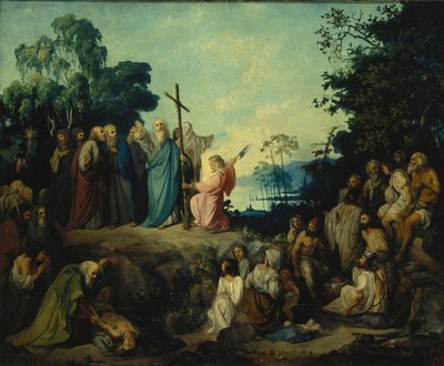 Sankt Andreas apostlen rejser et kors på Kievs højder, 1848 af Nikolai Petrovich Lomtev