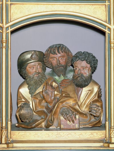 Jakob den Store, Simon og Thaddæus, fra predellaen i Isenheim-altertavlen, ca. 1490 (malet træ) af Nikolaus Hagenauer