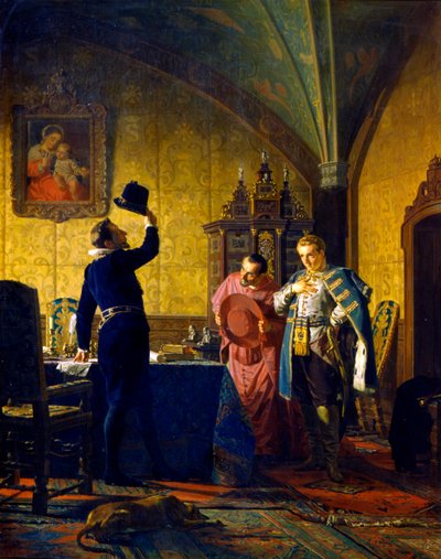 Falske Dmitry aflægger en ed om troskab til kong Sigismund III Vasa, 1874. af Nikolay Nevryov