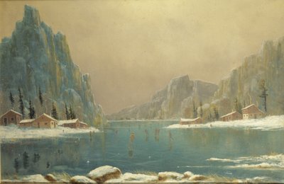 Skatere på en sø, 1800-tallet af Nils Hans Christiansen