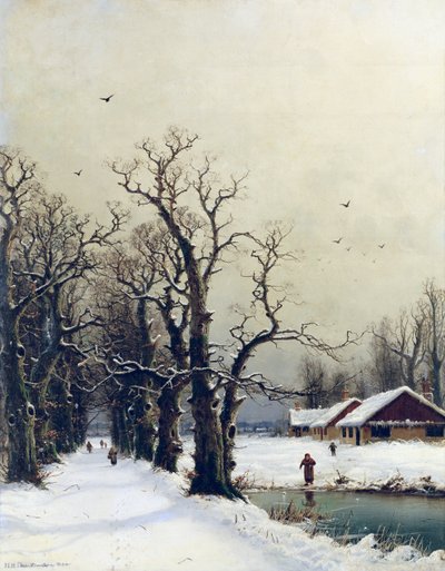 Vinterscene, 1800-tallet af Nils Hans Christiansen