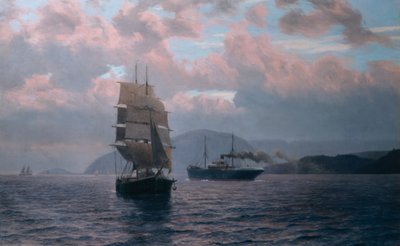 Møde i Drøbak fjord af Nils Hansteen