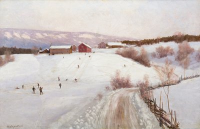 Vinter i Norge (olie på lærred) af Nils Hansteen