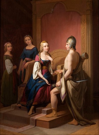 Heimdall returnerer Brisingamen til Freya, 1846 af Nils Jakob Blommér
