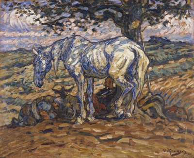 Don Quixotes hest Rocinante, 1911 (olie på pap) af Nils Kreuger