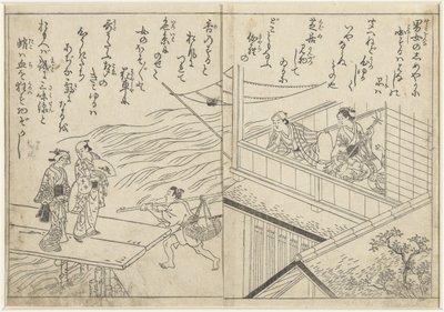 Tehus langs en flod af Nishikawa Sukenobu (attributed to)