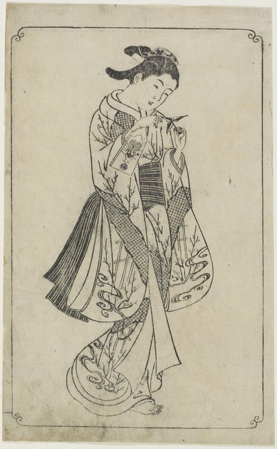 (Kurtisane med en kampfløjte), 1739 af Nishikawa Sukenobu