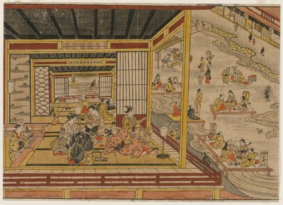 Tehus ved siden af Kamo-floden i Kyoto, 1740